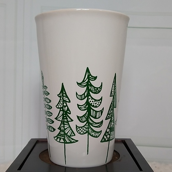 Starbucks 2015 Christmas Tree Green White Tall Handled Coffee Mug 14.67 fl. oz - Picture 4 of 7